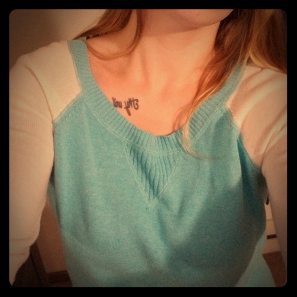 Blue and cream sweater